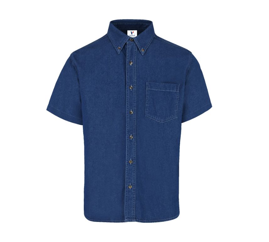 Camisa de Mezclilla Manga Corta para Caballero · 100% Algodón